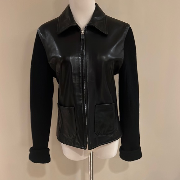 XOE. Leather & Knit Jacket. 4 - Picture 2 of 6